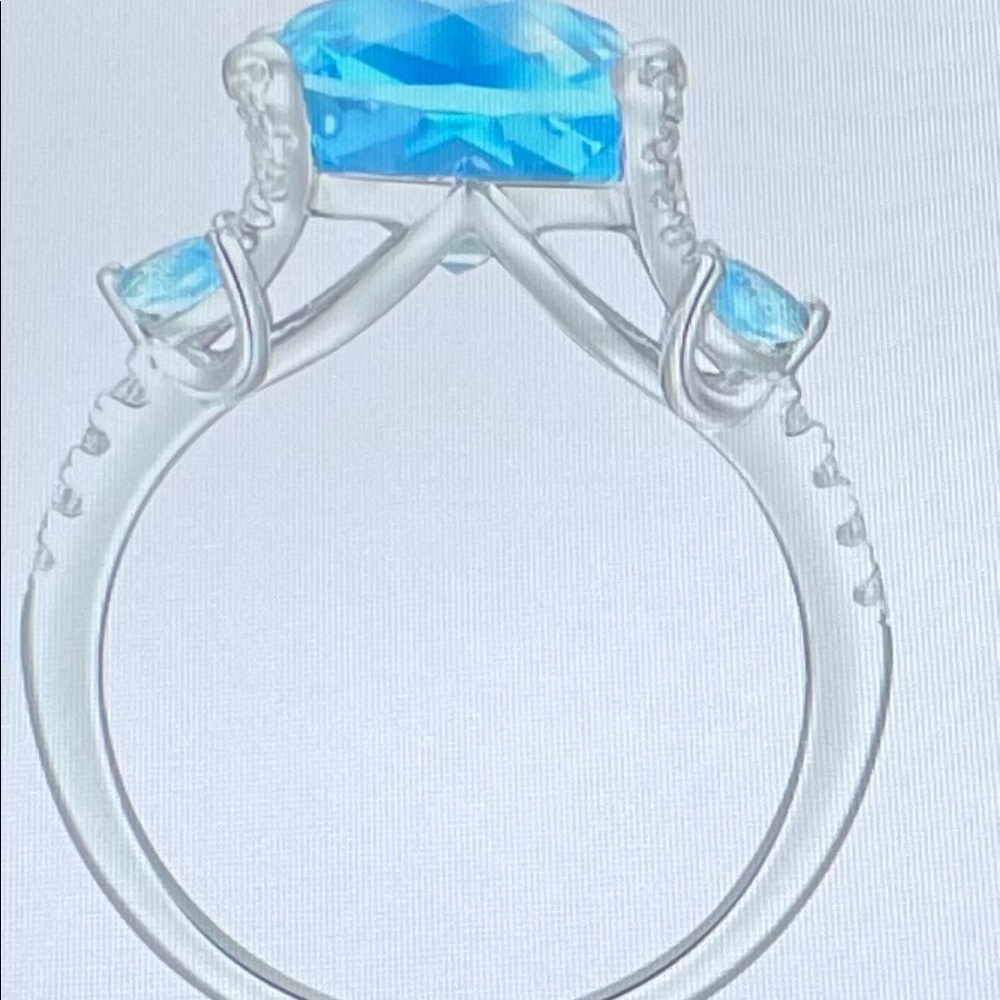 NWOT Blue Topaz Ring 5 ct. t.w. & White Topaz 1/4 ct. - Picture 2 of 11